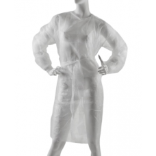 Disposable white robe with ties and cuffs, size XL, spunbond 30 microns